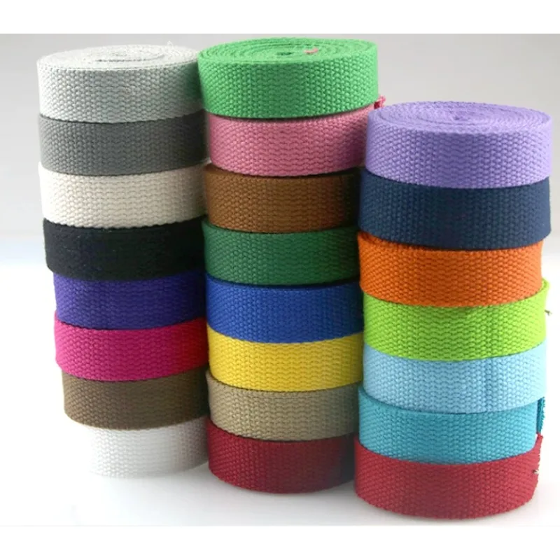 Canvas Cotton Knitted Colored Webbing Strap Colorful Thickened Ribbon Belt for Backpack Bag Binding DIY Craft Supplies 2M Length
