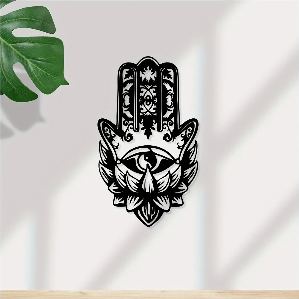CIFBUY Décoration murale en fer, main de Hamsa, amulette contre le mauvais œil, sculpture en métal, talisman porte-bonheur, ornement suspendu, décoration de salon