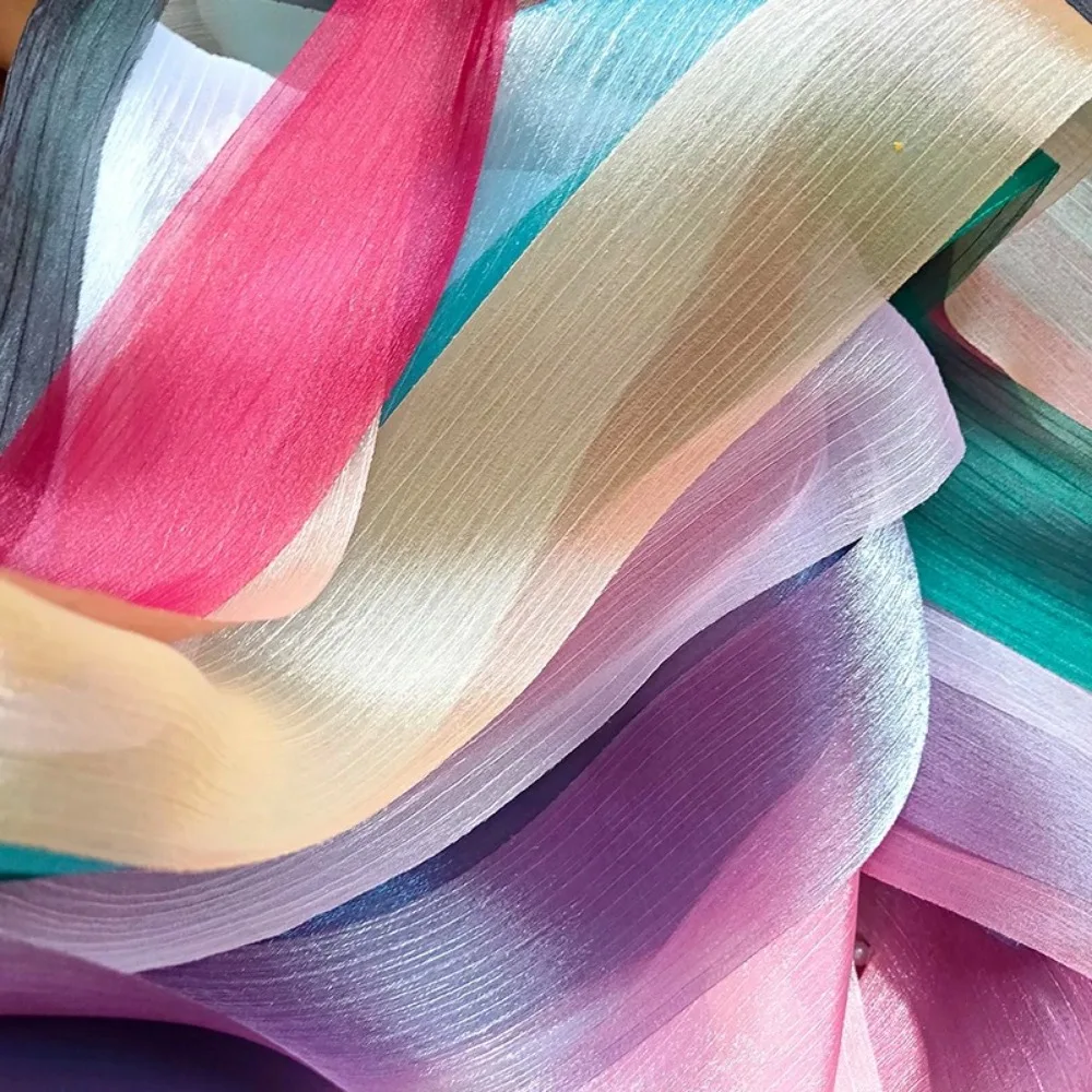 5 متر 6 سنتيمتر واسعة مطوي الشيفون الشريط تول الغزل القوس الشريط DIY بها بنفسك Hairwear باقة هدية التفاف الشريط لوازم حفلات الزفاف