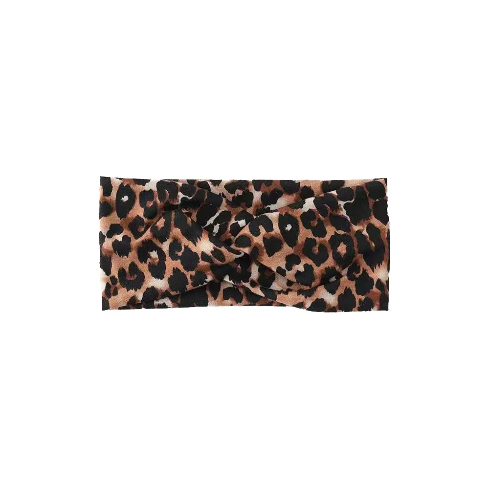 Nuove donne di moda croce tinta unita elasticità stampa leopardo fasce per fiori ragazze turbante vintage trucco accessori per capelli