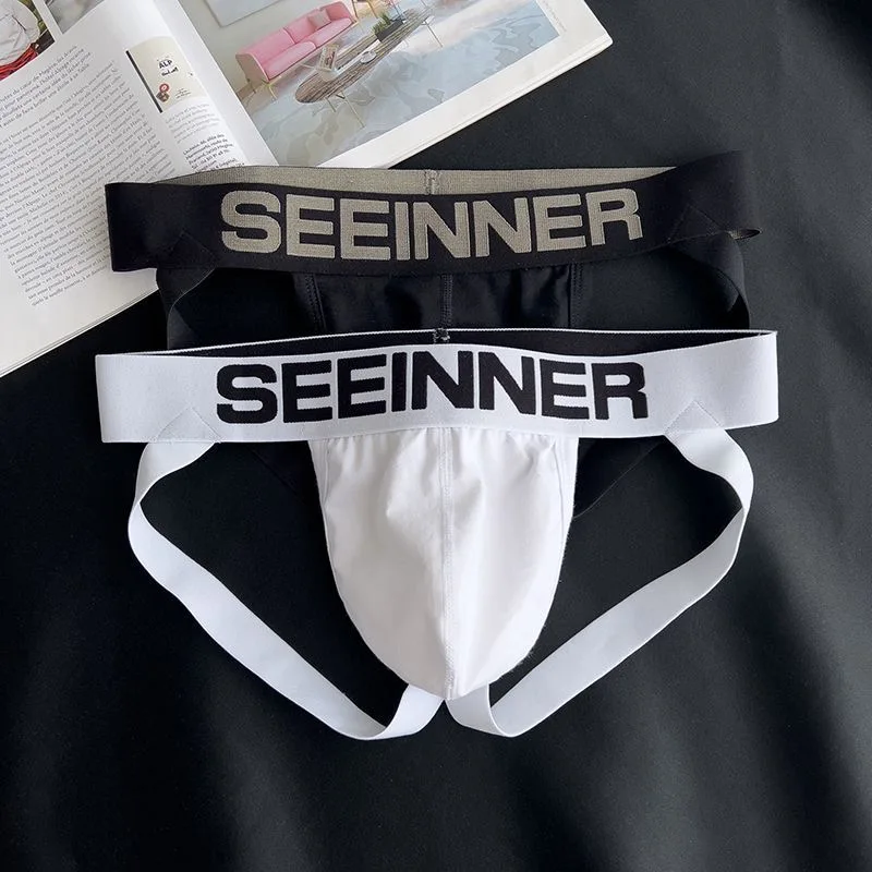 Erotic Men's Underwear Gay Sexy Low Waist U Convex Pouch Jockstrap Youth Stretchy Cotton Breathable Comfortable Thong Underpants - view 4
