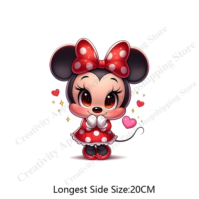 Leopard Mickey Minnie Mouse DIY Heat Transfer Patches for Women Clothing Ironing Stickers Minnie T-shirt Hoodie Clothes Decor