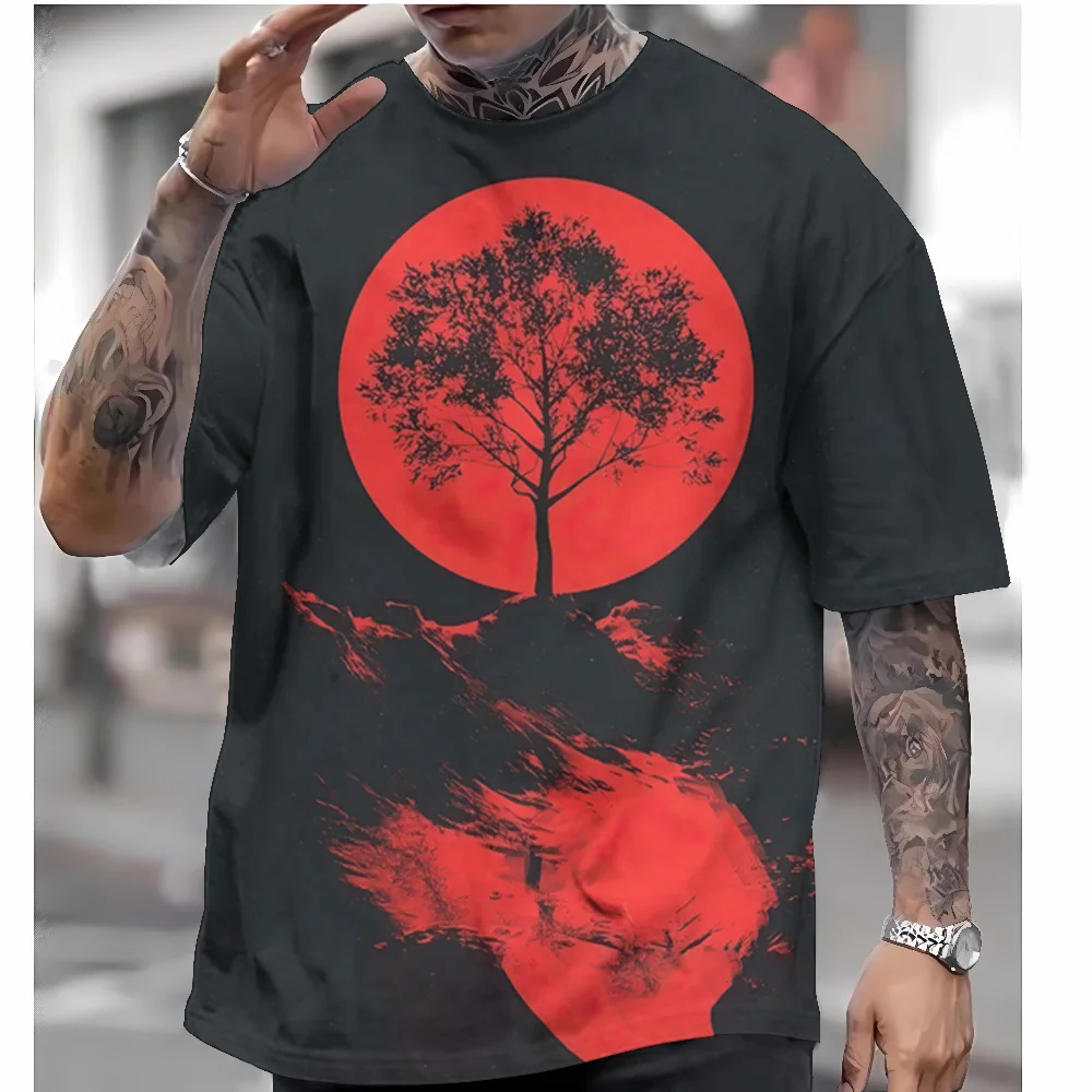 2024 New T Shirts For Mens Short Sleeve Tops Japanese Style Ukiyoe Graphic Clothing Oversized Summer Apparel Street Male T-Shirt