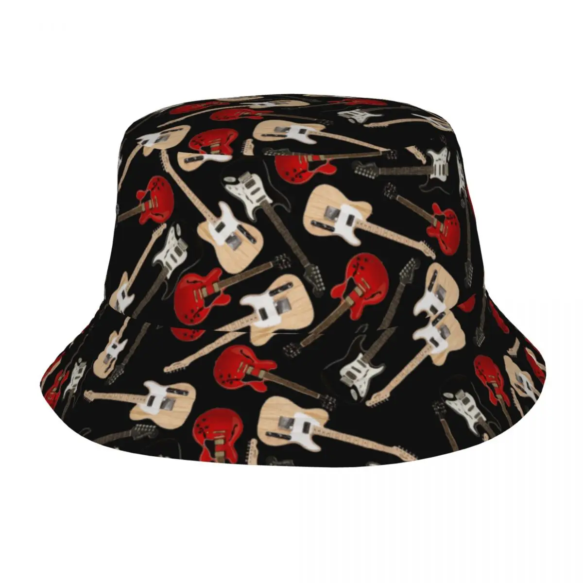 

Unique Design Guitars Bucket Hat Unisex UV Protection Hiking Music Fishing Fisherman Caps Spring Picnic Headwear
