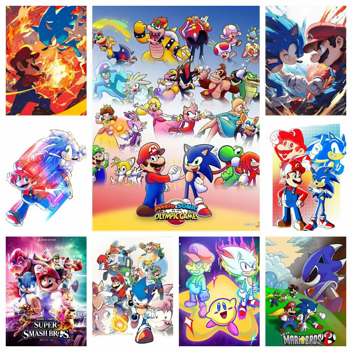 Nuevo Anime 2026: M-Marios y S-Sonics, Pintura de Diamantes 5D DIY, Decoración Estética para Sala de Estar y Dormitorio, Regalo Infantil