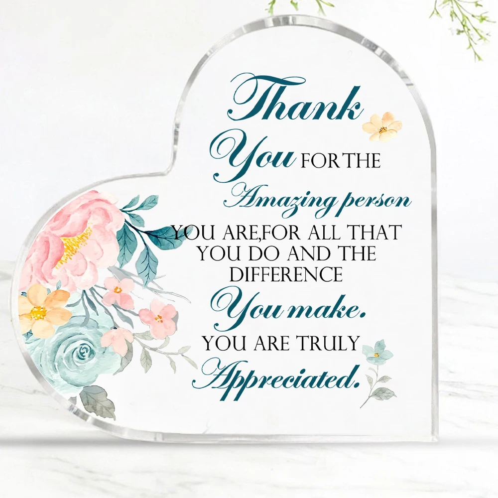 Acrylic Thank You Sign Desk Decor Appreciation Gift Coworker Office Plaque