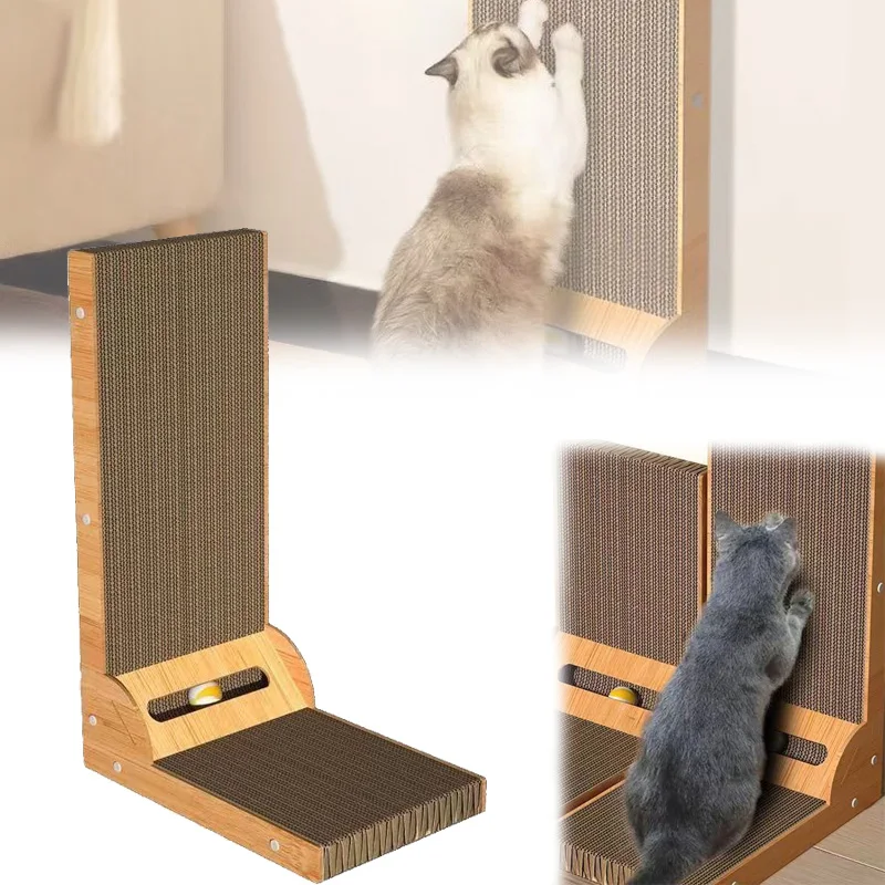 

Cat Scratching Board L-shaped Detachable Wooden Wear Resistant and Scratch Resistant Grinding Claw Toy Furniture Protector CAT