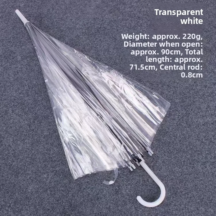 

Прозрачный автоматический одноразовый зонт с длинной ручкой для женщин, рекламный зонт для студентов и детей