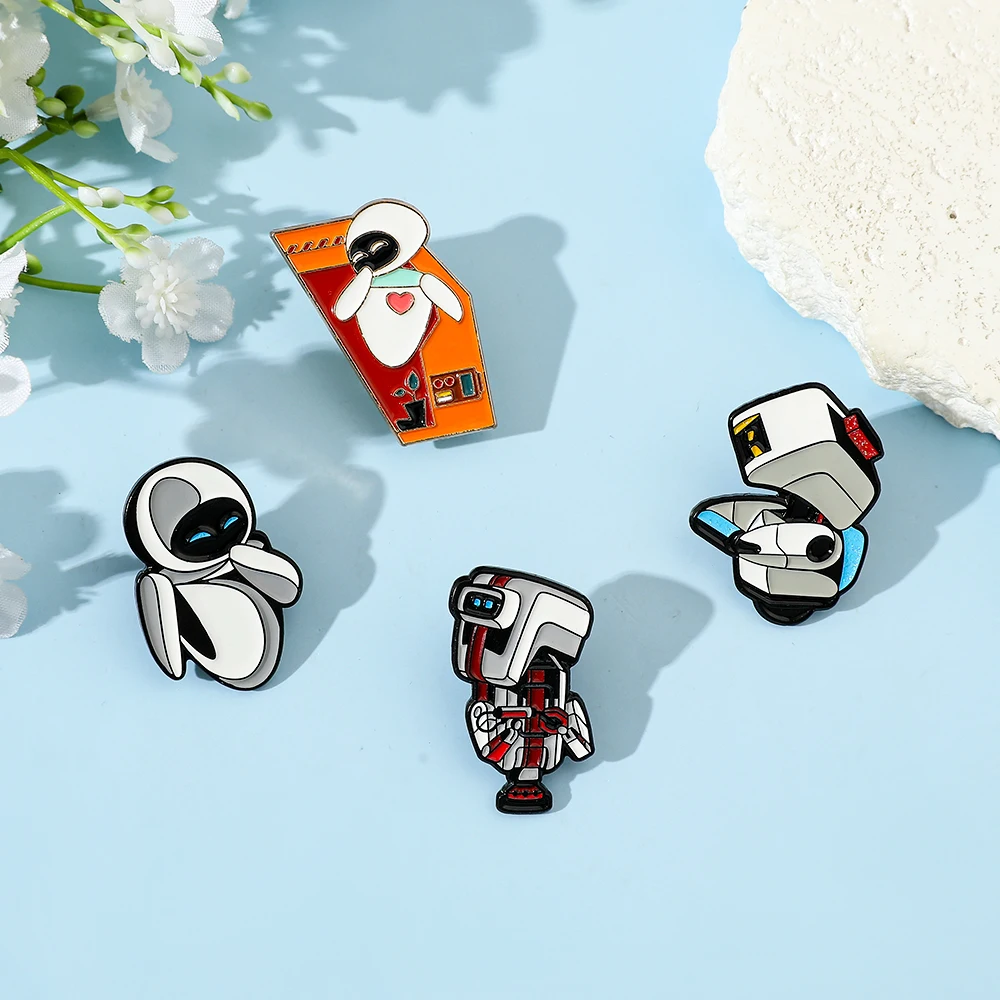ديزني Wall-E EVE روبوت شارات معدنية دبابيس التلبيب حقيبة الظهر ملحق شخصية كرتونية زينة فكرة هدية العيد #6