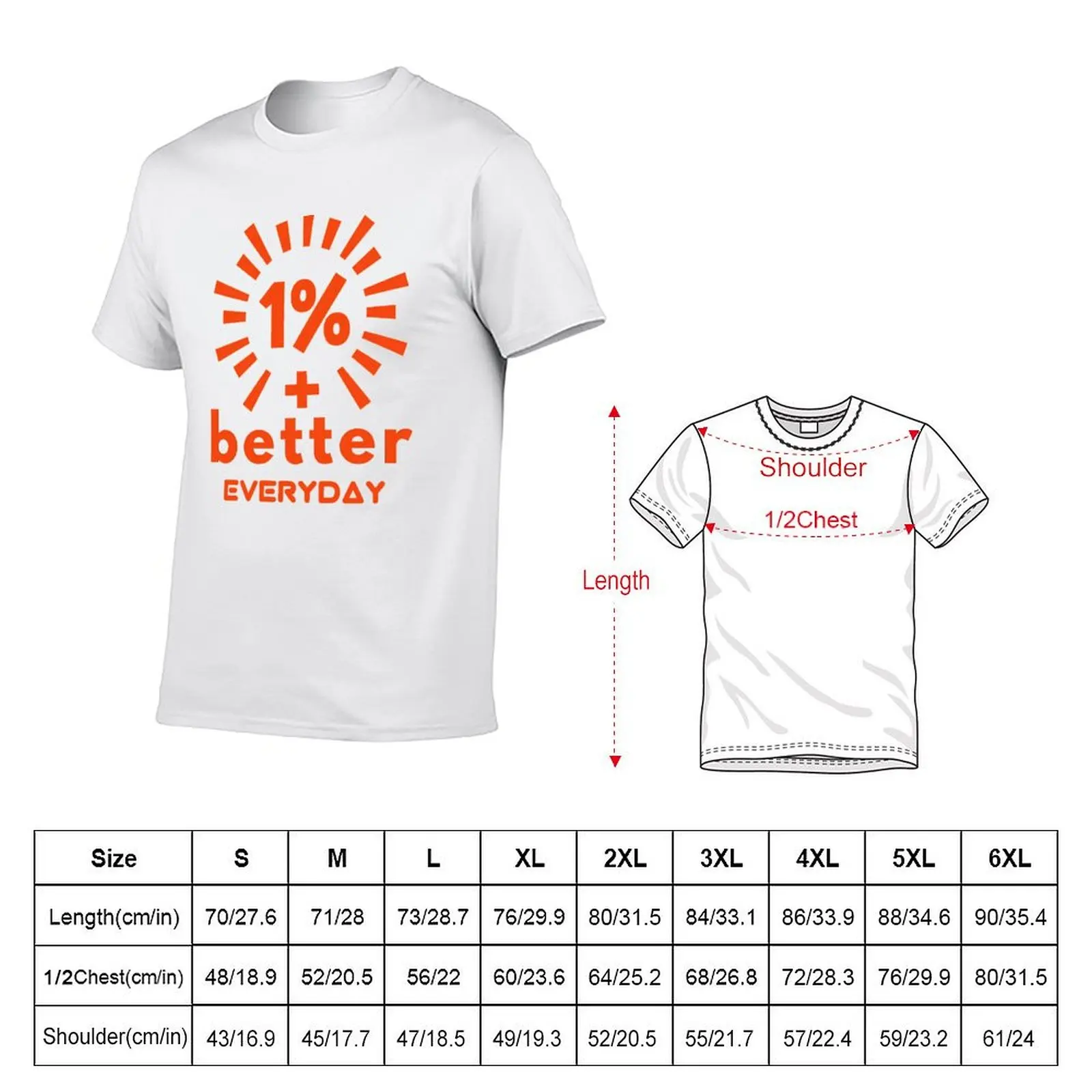 تي شيرت One PERCENT BETTER EVERYDAY تي شيرت للرجال من القطن بتصميم الرسوم المتحركة