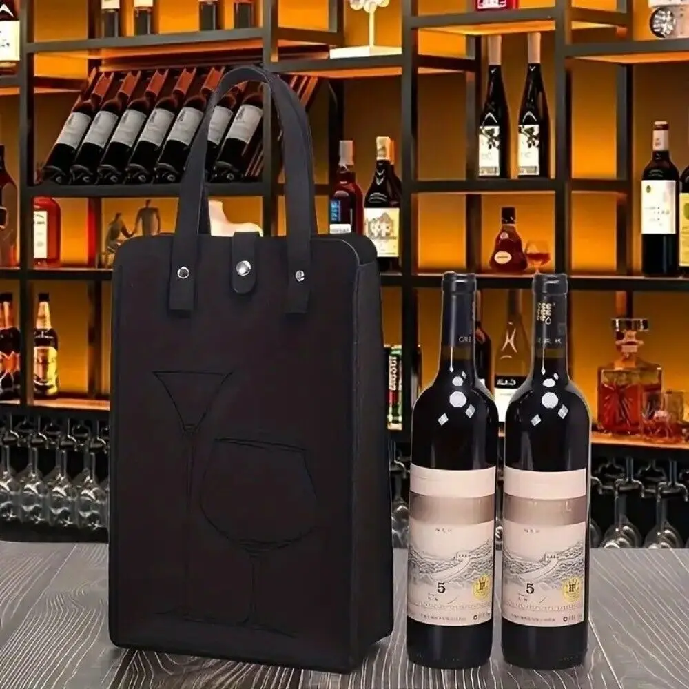 High Quality Felt Red Wine Bag Double Handheld Wine Gift Storage Bag Gift Drink Bag