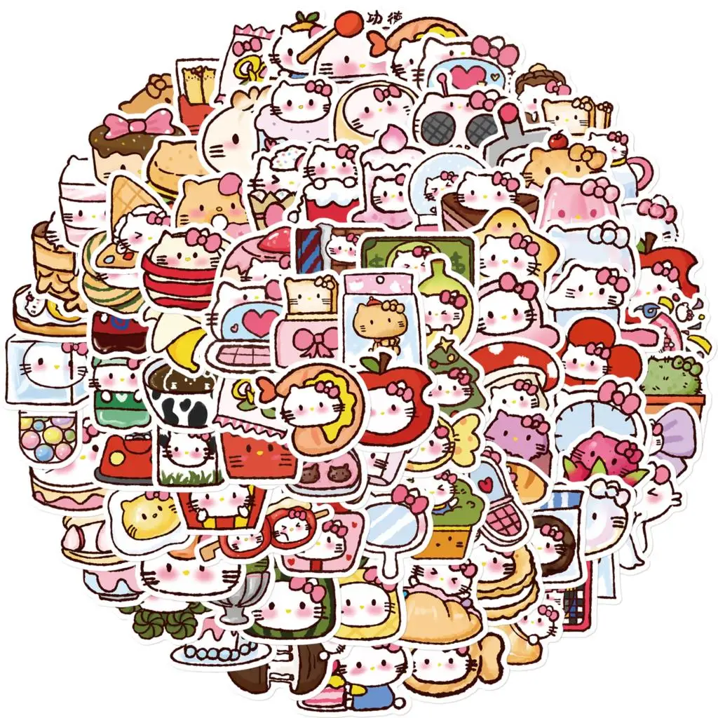 90PCS Cartoon Kitten Stickers Creative Vintage For DIY Notebook Guitar Scrapbooking Motorcycle Laptop Luggage Graffiti Decals