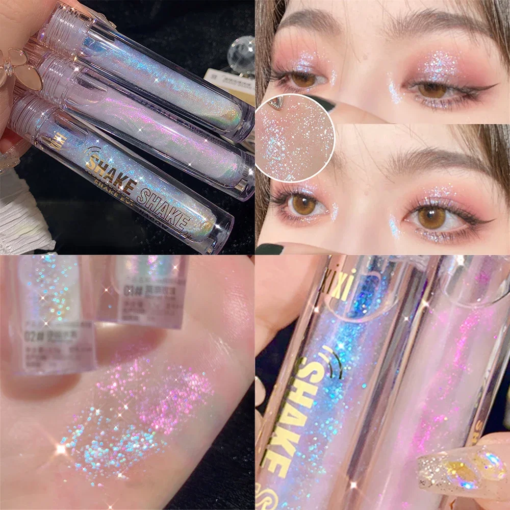 Glitter Highlighter Liquid Eye Shadow Eyeliner Durable Waterproof Pearl Shiny Shake Liquid High Gloss Brighten Silkworm Makeup