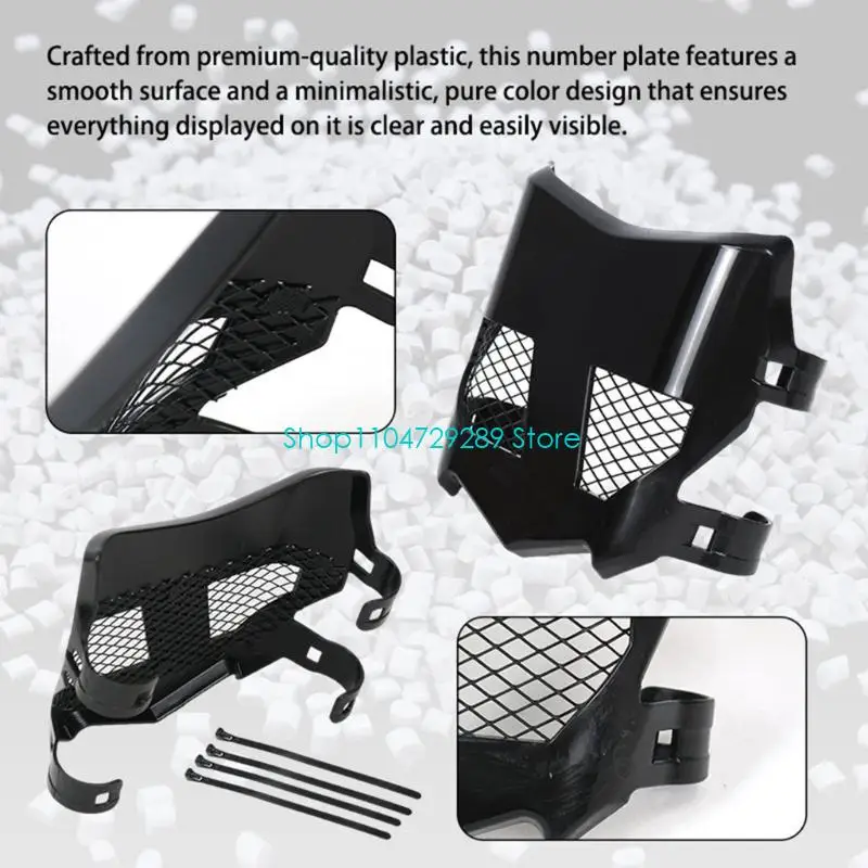 D8KE Black Plastic Front Guard Panel with Vented Number Plate Face and Side Mount Points for Sting Motorcycle Front-End