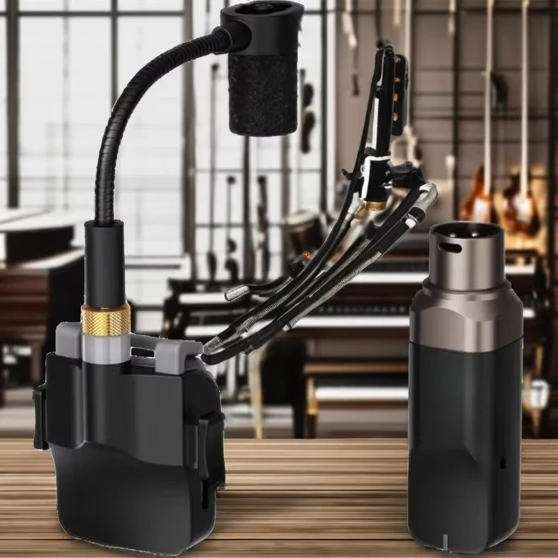 Portable Wireless Bass Microphone Transmitter and Receiver System for Saxophone