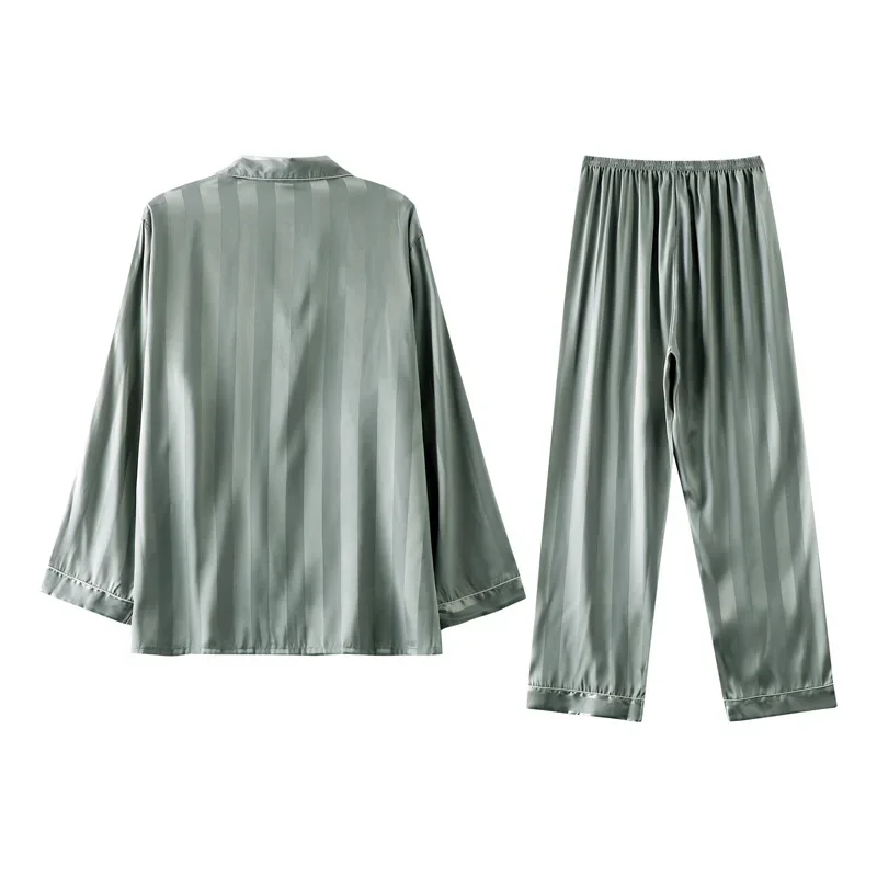 بنطلون طويل الأكمام أو سراويل قصيرة الأكمام جديد الحرير الساتان بيجامة مجموعات الرجال ملابس خاصة المطبوعة المنزل الذكور الساتان لينة مريحة الرجال بيجامة #2
