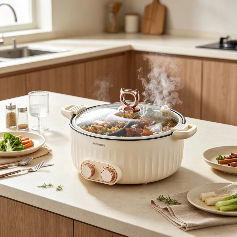 7L Dual Flavor Electric Hot Pot Nonstick Split Cooker Independent Temperature Micro Pressure Home Family Dining Use 전기 훠궈 냄비