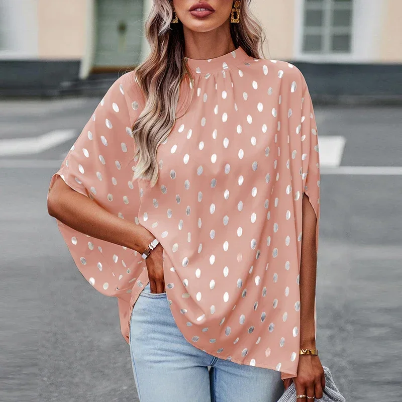 2023 Polka Dot Shirts Top Women Retro Autumn Blouse Ruffles Long Sleeve Casual Chiffon Ladies Tops Fashion Clothing Blusas New