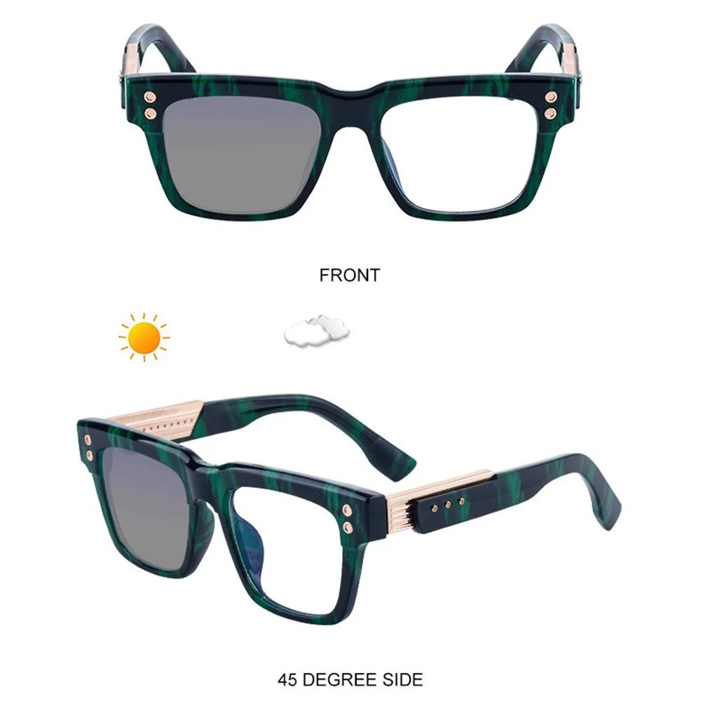 Men's Luxury Brand Retro Square Frame Photochromic Sunglasses Women 2026 Fashion UV400 Lentes Sun Glasses Man Woman Eyewear