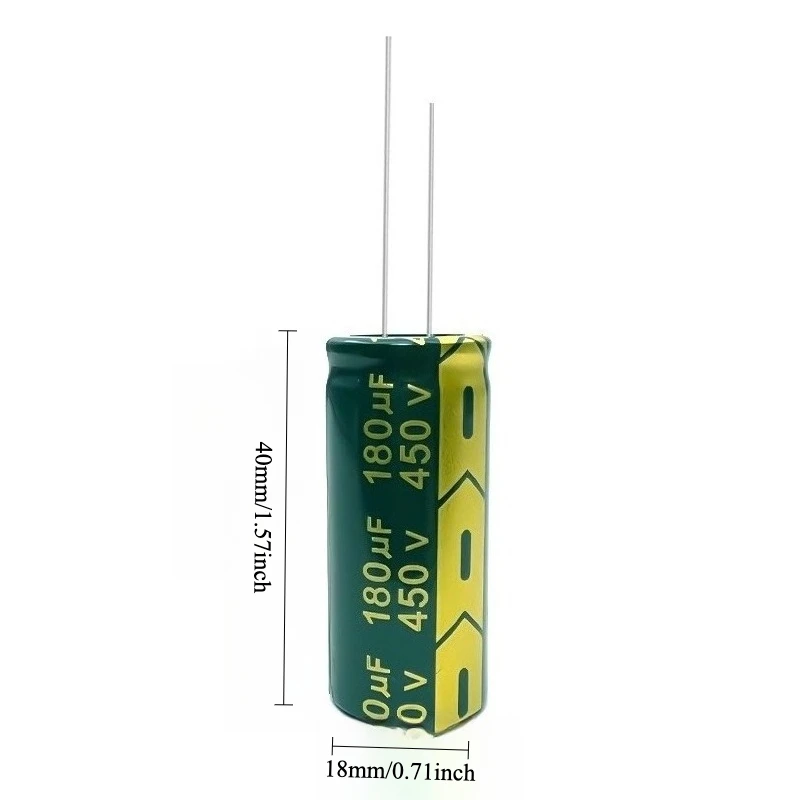 

8pcs 450V 180uF Electrolytic Capacitor High Frequency Low ESR Long Life Green Gold 18x40mm for Power Supply