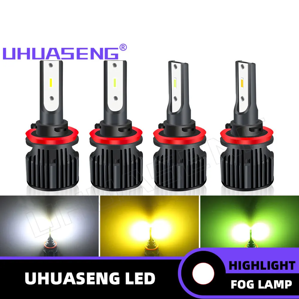 

UHUASENG 2PCS 9006 HB4 Fog Light 6000K Led Bulbs Lemon Green Golden Yellow Daytime Running Driving White 3000K Auto Car DRL Lamp