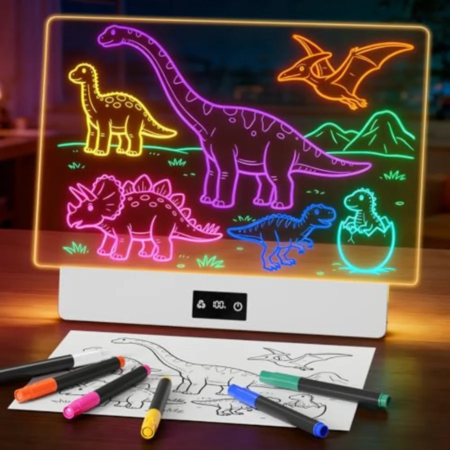 

16" LED Drawing Board for,USB-C Rechargeable Neon Glow Pad for Tracing and Creative Play, 2000mAh Battery with 72h Runtime, Ant