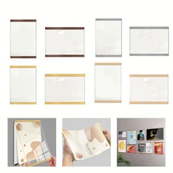 1x Acrylic Photo Frame Transparent Magnetic Poster Display Picture Frame Wooden For Wall Sticker Advertising Certificate Showing