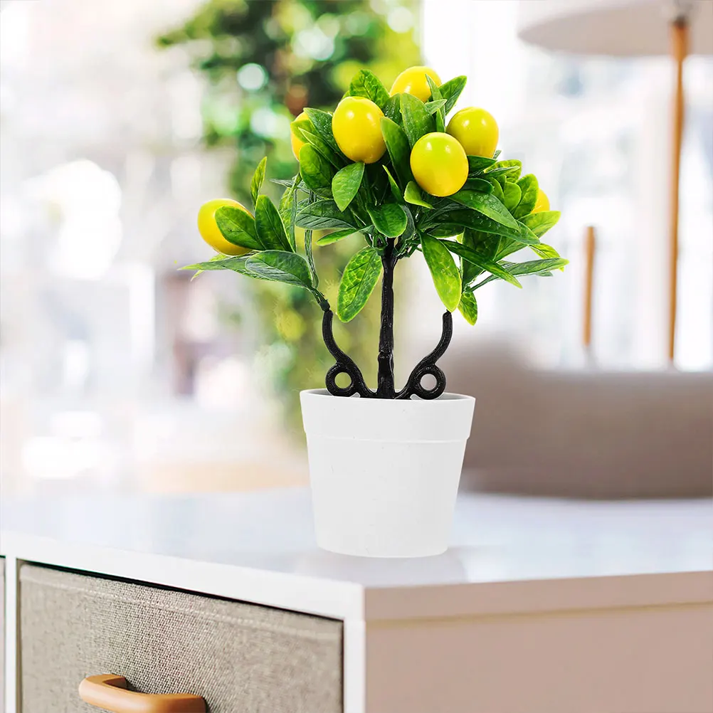 

Realistic Lemon Tree Simulated Green Plant Decoration Faux Plants Indoor Bonsai Office Artificial