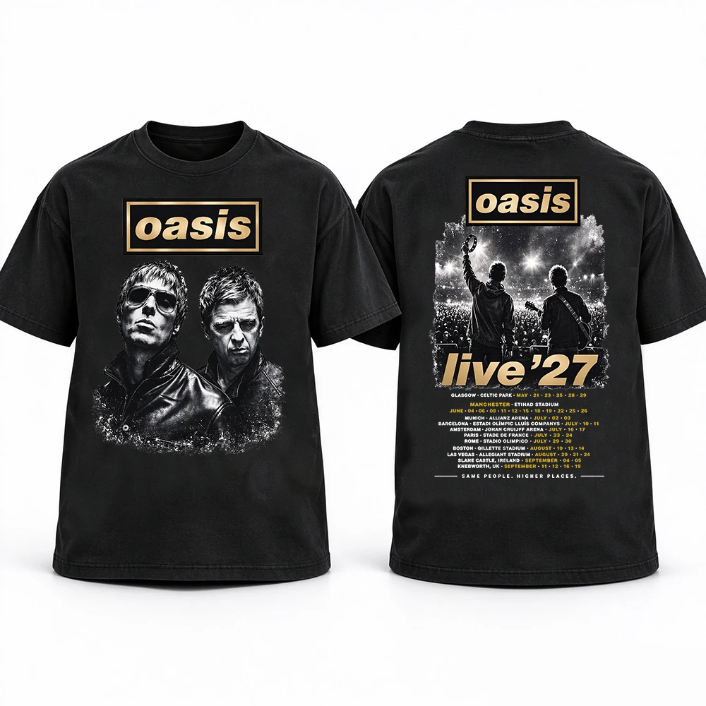 Oasis Live 27 World Tour T-shirt Man Woman Harajuku Short Sleeve Shirt Tops Y2k Tops