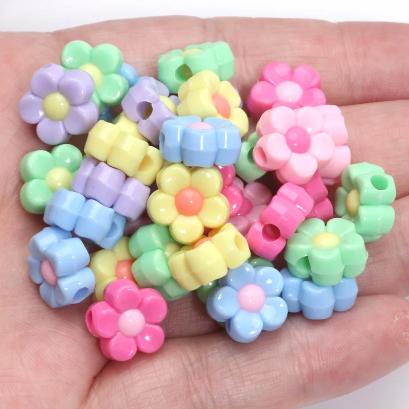 20pcs 13mm Multicolor Acrylic Flower Spacer Beads For Jewelry Making Bracelet Necklace Earrings Charm Diy Craft Accessories