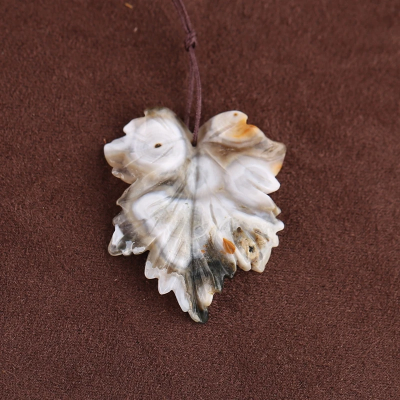 

Океанская яшма, резной кулон в виде листа, натуральные камни, аксессуары для ожерелья ручной работы, бусины, изготовление ювелирных изделий, 39x32x5 мм, 6,9 г