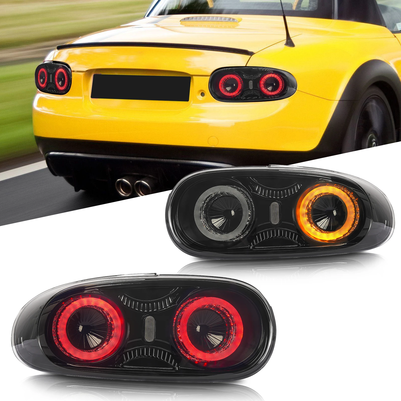 For Miata Mx5 Nc LED taillights, rear brake lights, third-generation sports car, new smoke/transparent lens taillights