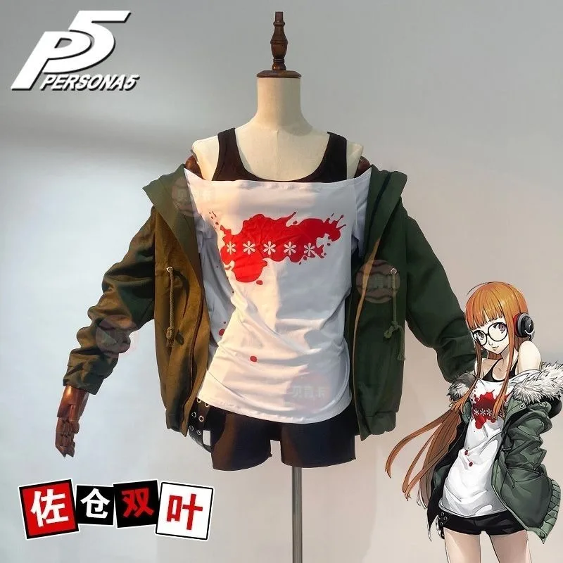 

Anime Futaba Sakura Game Persona 5 Cosplay Costume Women halloween Full Set P5 Uniform Suit Casual Coat Jacket Shirt