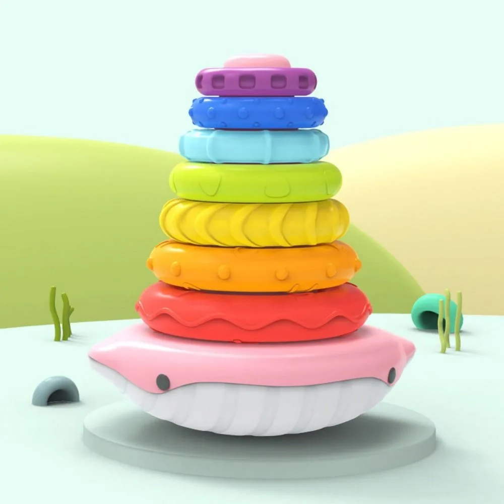 Unregelmäßige Quadratische Regenbogen Stacker Baby Spielzeug Montessori Spielzeug Stapelbare Rotierenden Schraube Bolzen Spielzeug Puzzle Regenbogen Turm