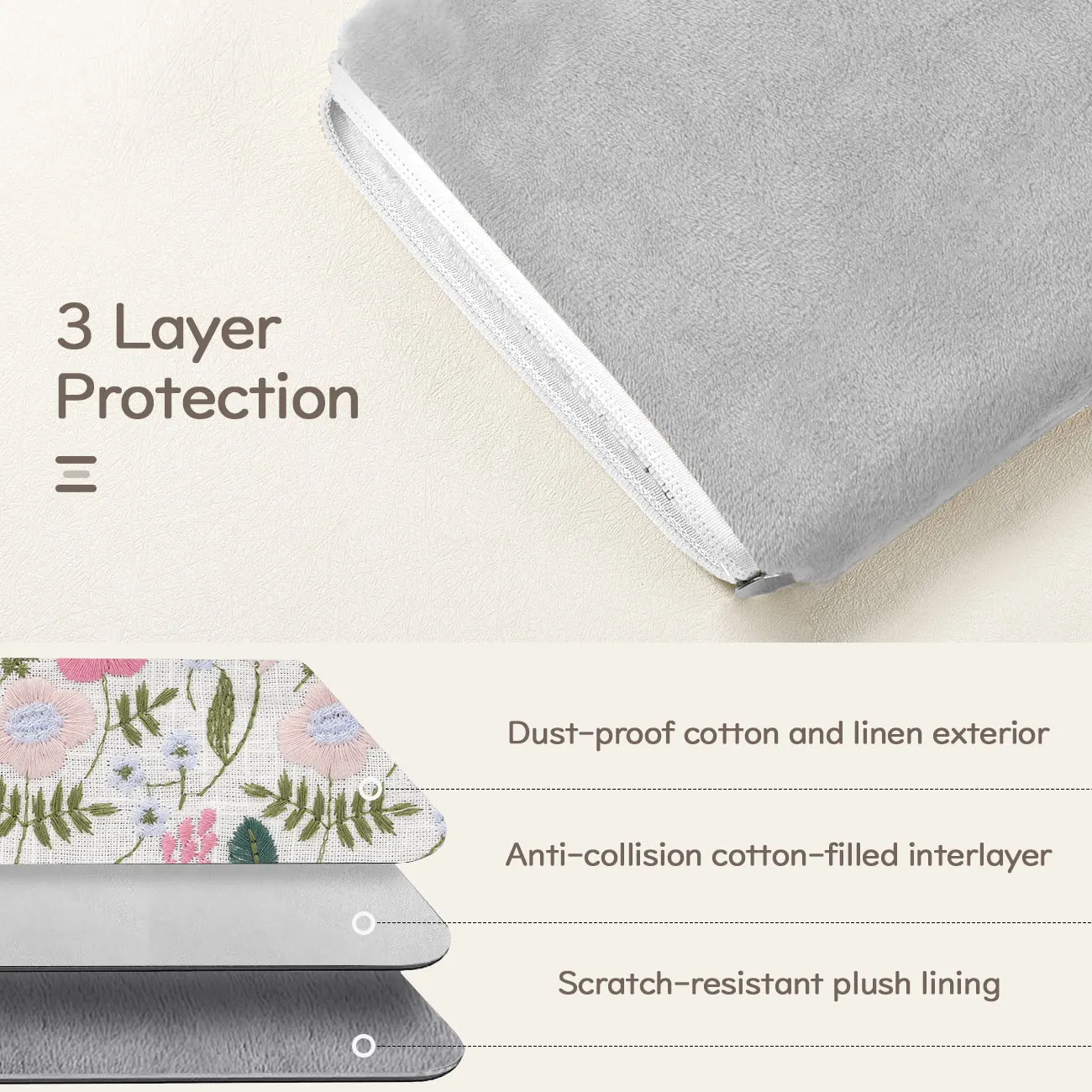 Capa protetora para leitor eletrônico Kindle/Kindle Oasis/Kobo de 6 ", manga acolchoada com margaridas bordadas para Kindle Paperwhite de 7"