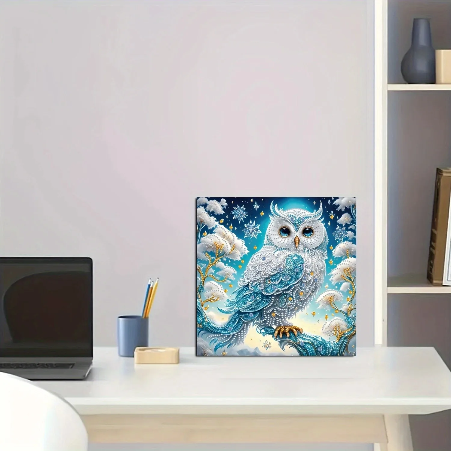 Charming DIY 5D Owl Diamond Painting Set on Tree Branches - Unique Shaped Crystals and Acrylic Diamonds, Frameless Mosaic Crafts