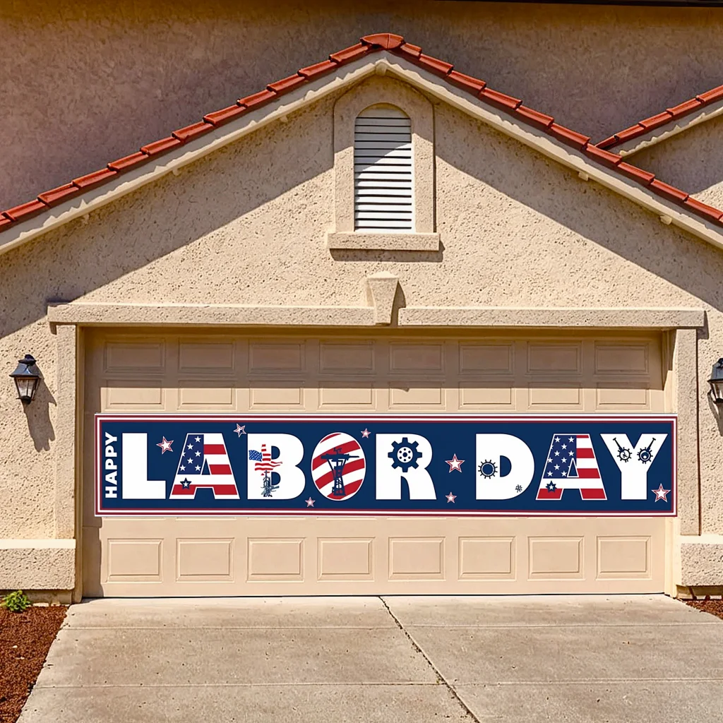 لافتة وطنية باللون الأحمر والأبيض والأزرق، لافتة العلم الأمريكي، لافتة يوم العمال للاحتفال في الهواء الطلق والحدث الوطني #1