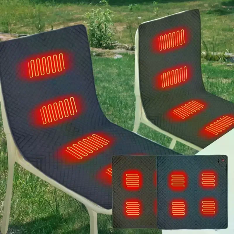 

4 Heated Areas Camping Chair Heated Mat Outdoor Travel USB Electric Blanket 3 Adjustable Temperature Heater Warmer Cushion