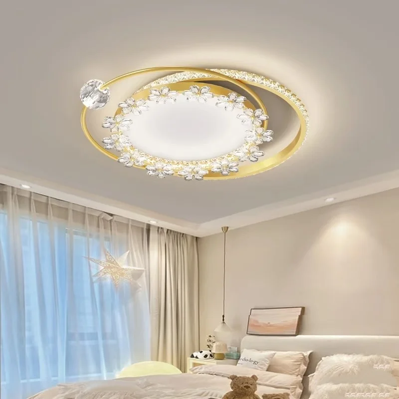 Nordic Creative Crystal Bedroom Lighting Modern Simple Acrylic Circular LED Ceiling Light Home Fashion Atmosphere Pendant Light
