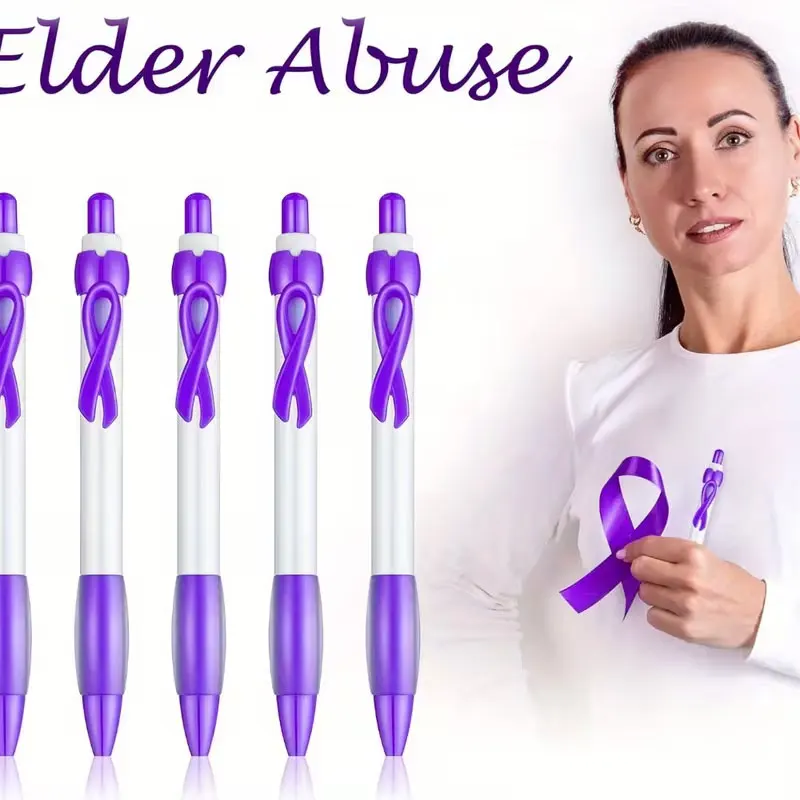 20pcs/50pcs/100pcs Personalized Customized Purple Mental Health Awareness Pens - Anti-Cancer Autism Ribbon Theme, Retractable Black Ballpoint Pens, Suitable for Charitable Events, Volunteer Gifts, and Public Health Promotion, Ideal for Mother's Day, Valentine's Day, Graduation Season, and Teacher's Day Gifts