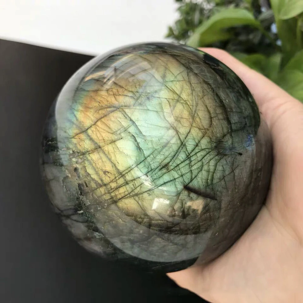 Natural Crystal Labradorite Ball Quartz Massage Polished Reiki Healing Exquisite Room Decor Moonstone Ore Souvenirs Sphere Ball