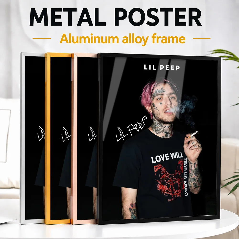 Lil Peep Framed Metal Poster Personalized Photo High Contrast Stage Style Wall Art For Recording Studio Premium Collector Gift