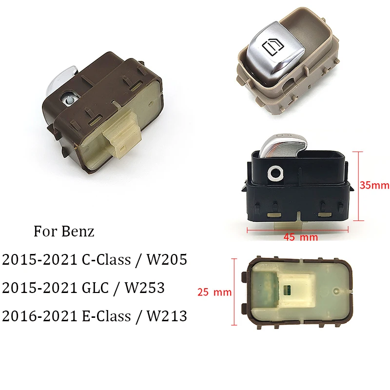 Interruptor de controle da janela traseira do carro, botão do elevador do regulador, bege, preto, marrom, apto para Benz C-Class W205, GLC W253,