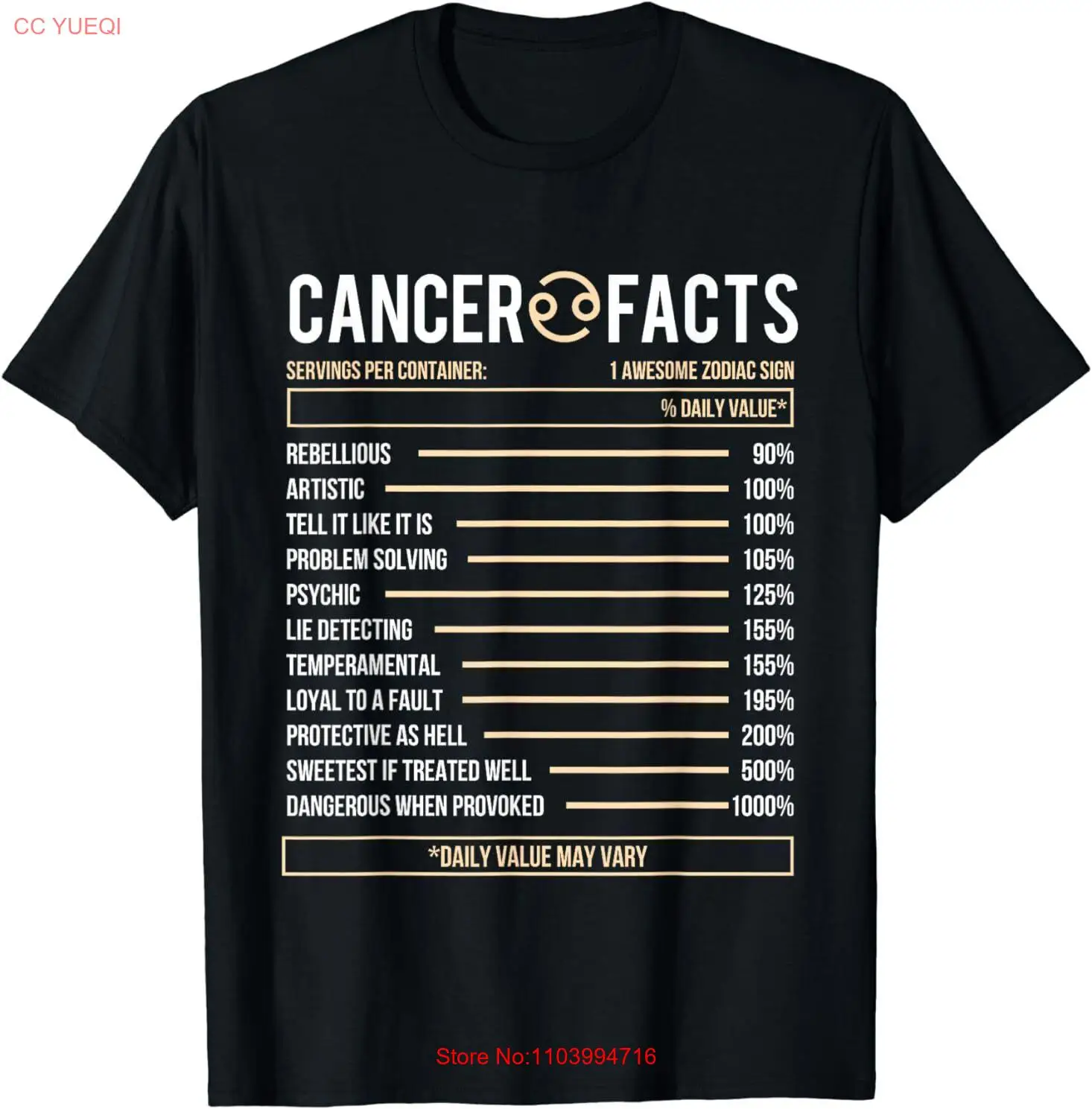 NEW Cancer Facts - Zodiac Sign Birthday Horoscope Astrology T-Shirt