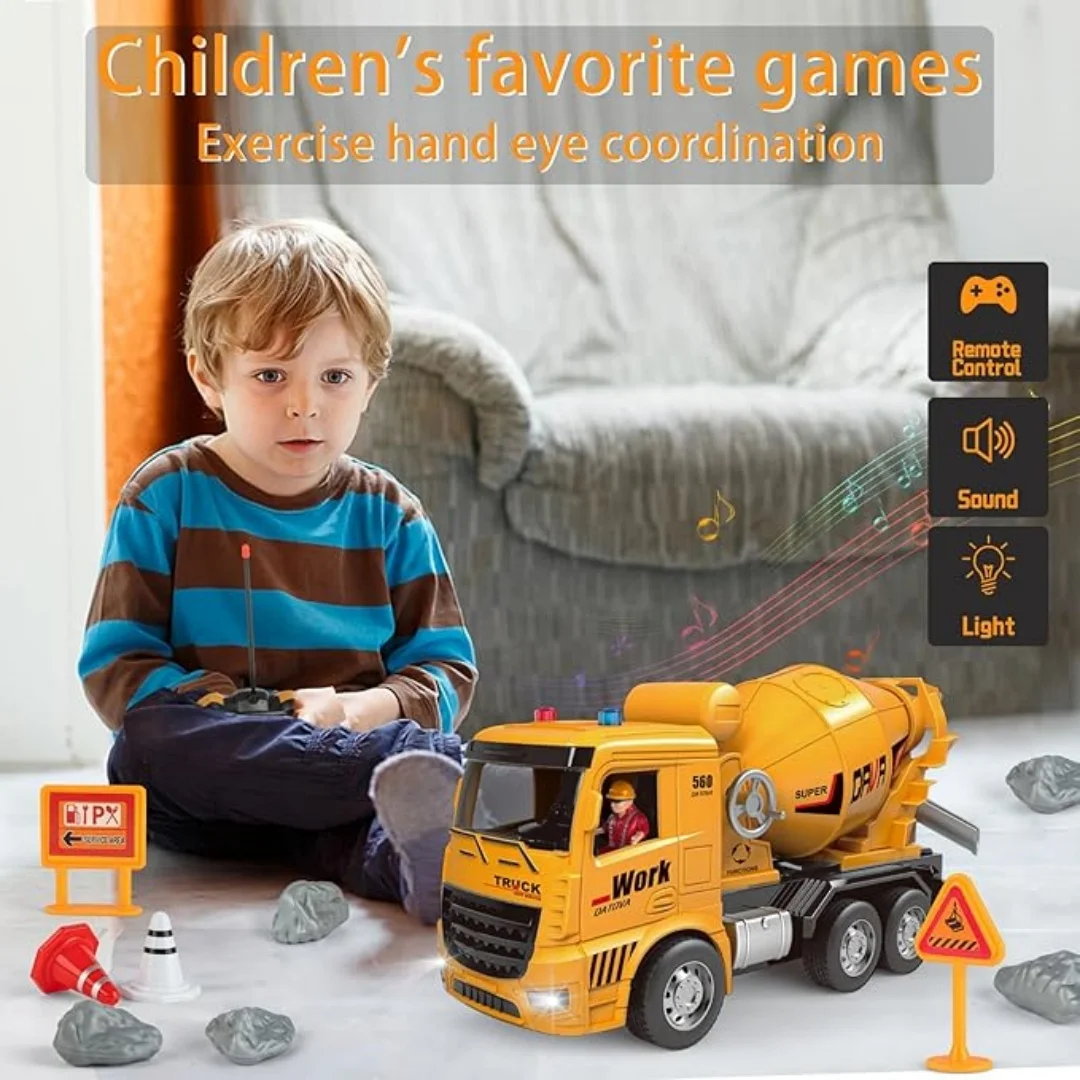 6CH 2.4G RC Dump Truck and Cement Mixer Toy Truck Car RC Engineering Car Children's Toy Boy Christmas Birthday Gift Model Truck