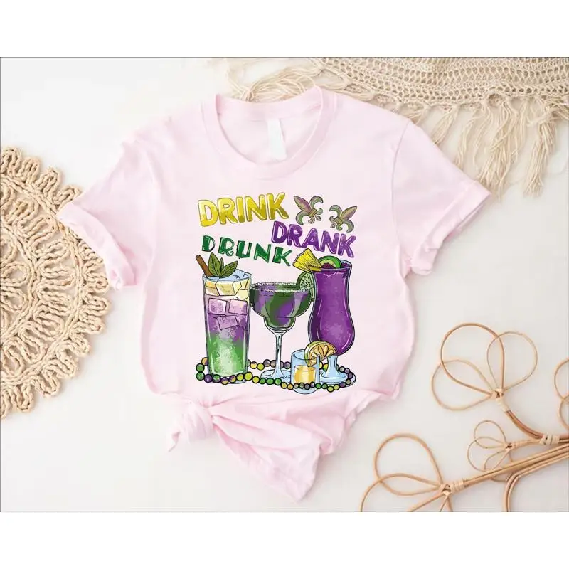 Марди Гра Питьевая Вечеринка Наряд Пить Пьяный Гроб Футболка Забавный Карнавал Женские Напитки Жирный вторник