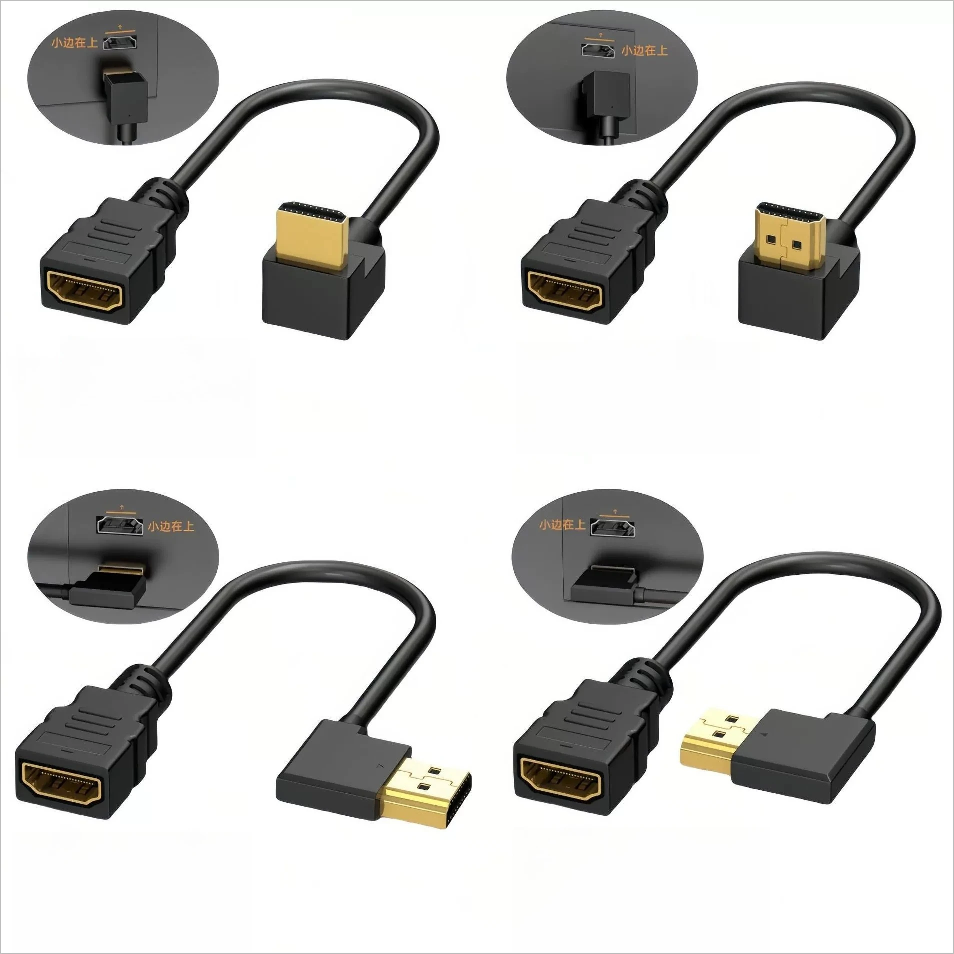 HDMI Extension Cable HDMI-compatible Extender Cable Elbow Angle Male Female 60Hz 4K Gold Plated For Displayer Monitor Tablet
