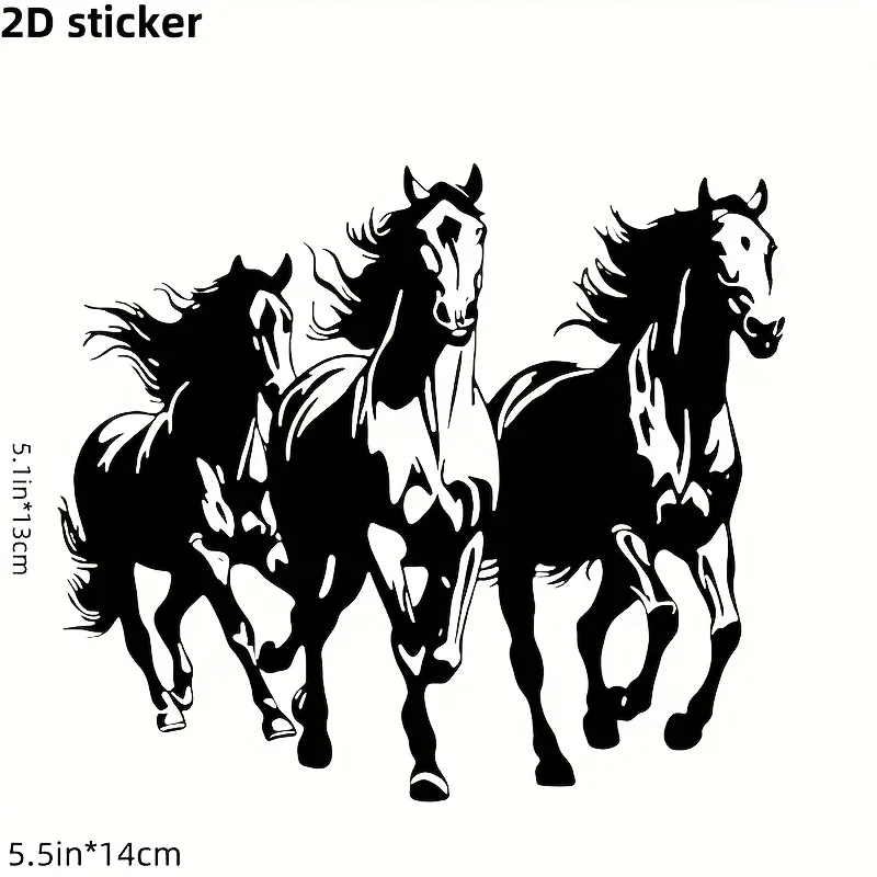 Black and White Running Horse Sticker，Premium Vinyl Waterproof Sticker Exquisite Car Sticker