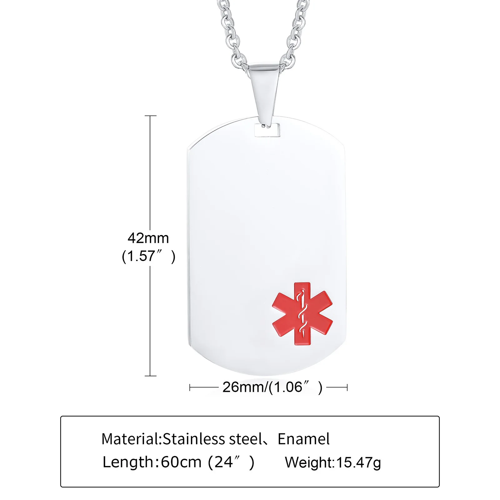 Customized QR Code Medical Alert Necklace,Dog Tag Pendant,ICE SOS Men Women Jewelry