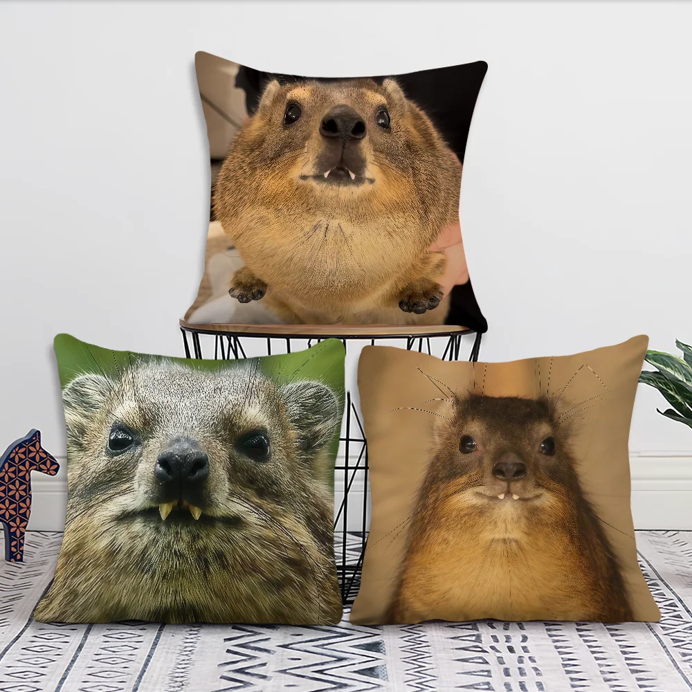 Kawaii Hyrax Cute Cushion Cover For Pillow Printing Sofa Decoration Home Car Room Coffee Shop Office Nordic Simplicity
